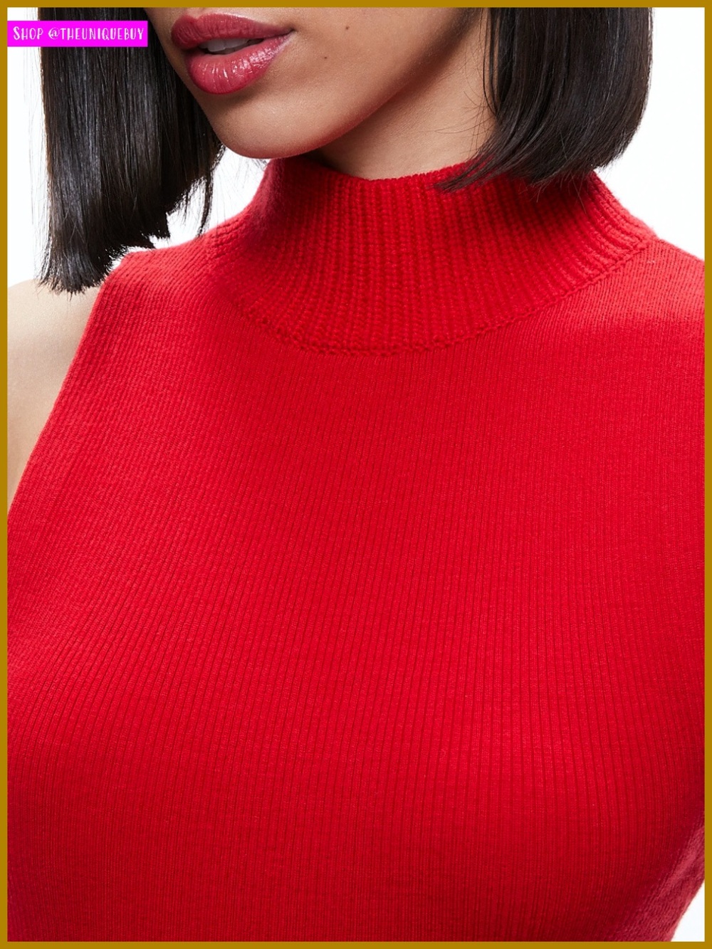 Alice + Olivia Darcey Red Turtleneck Sweater Tank Top
